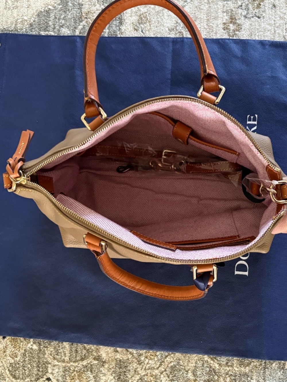 Dooney & Bourke Taupe Satchel Bag - Picture 5 of 7